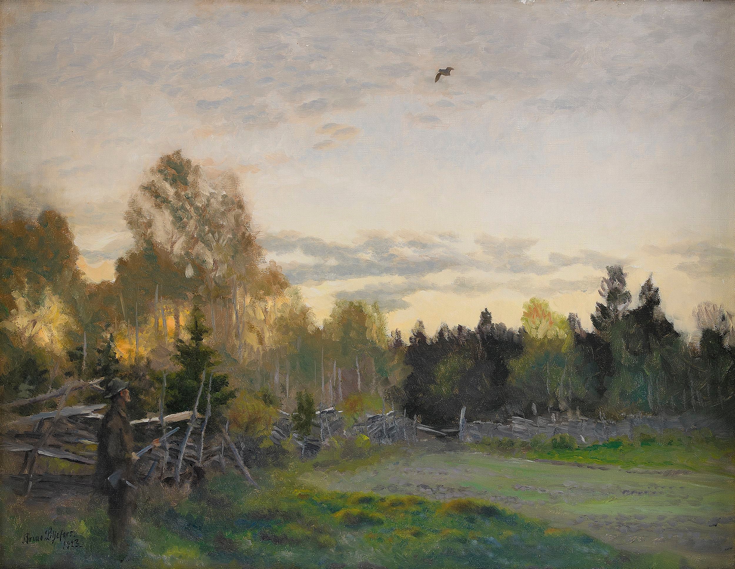 Chasseur dans un paysage d'automne - Bruno Liljefors