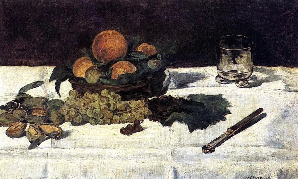 Reproduction du tableau « Nature morte : fruits sur une table - Édouard Manet » par Alpha Reproduction en peinture à l’huile