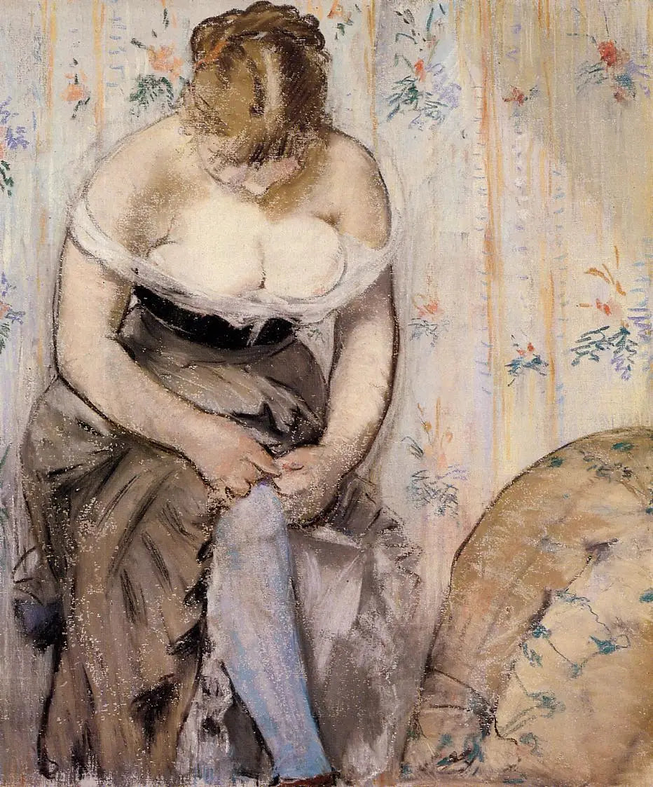 Reproduction du tableau « Femme à la Jarretière - Édouard Manet » par Alpha Reproduction en peinture à l’huile