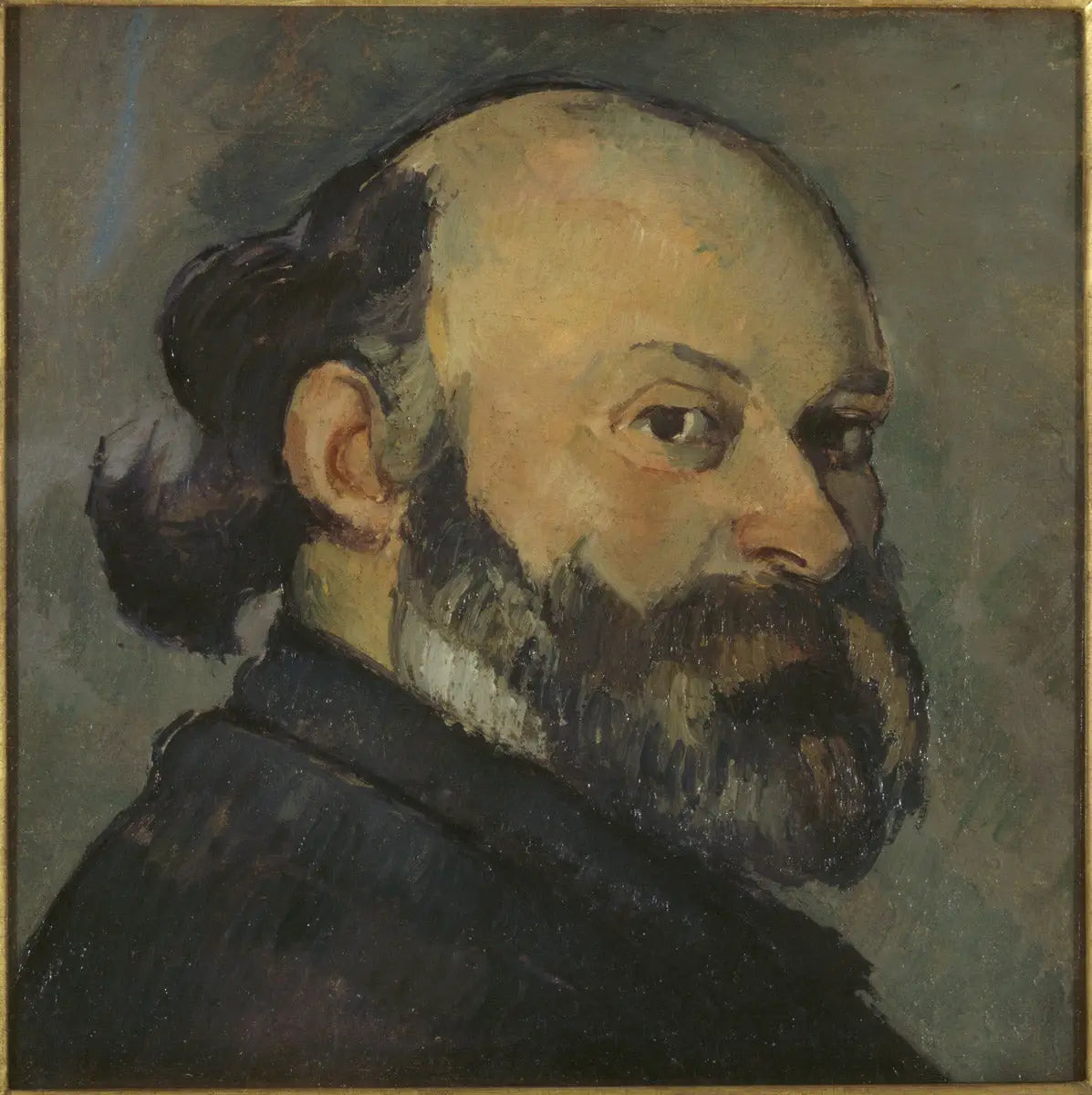 Reproduction du tableau « Portrait de l’artiste regardant par-dessus son épaule - Paul Cézanne » par Alpha Reproduction en peinture à l’huile