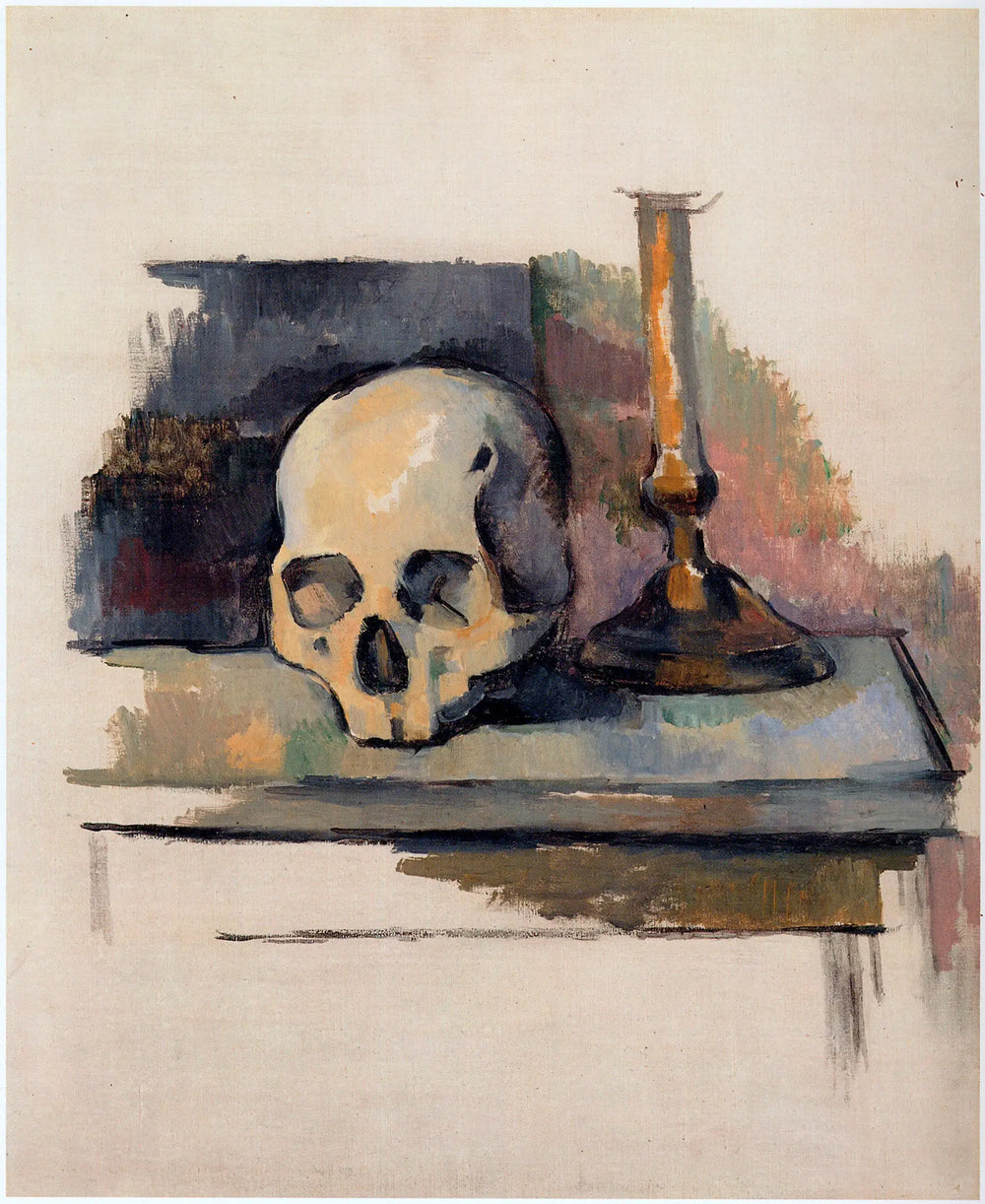 Reproduction du tableau « Crâne et chandelier - Paul Cézanne » par Alpha Reproduction en peinture à l’huile