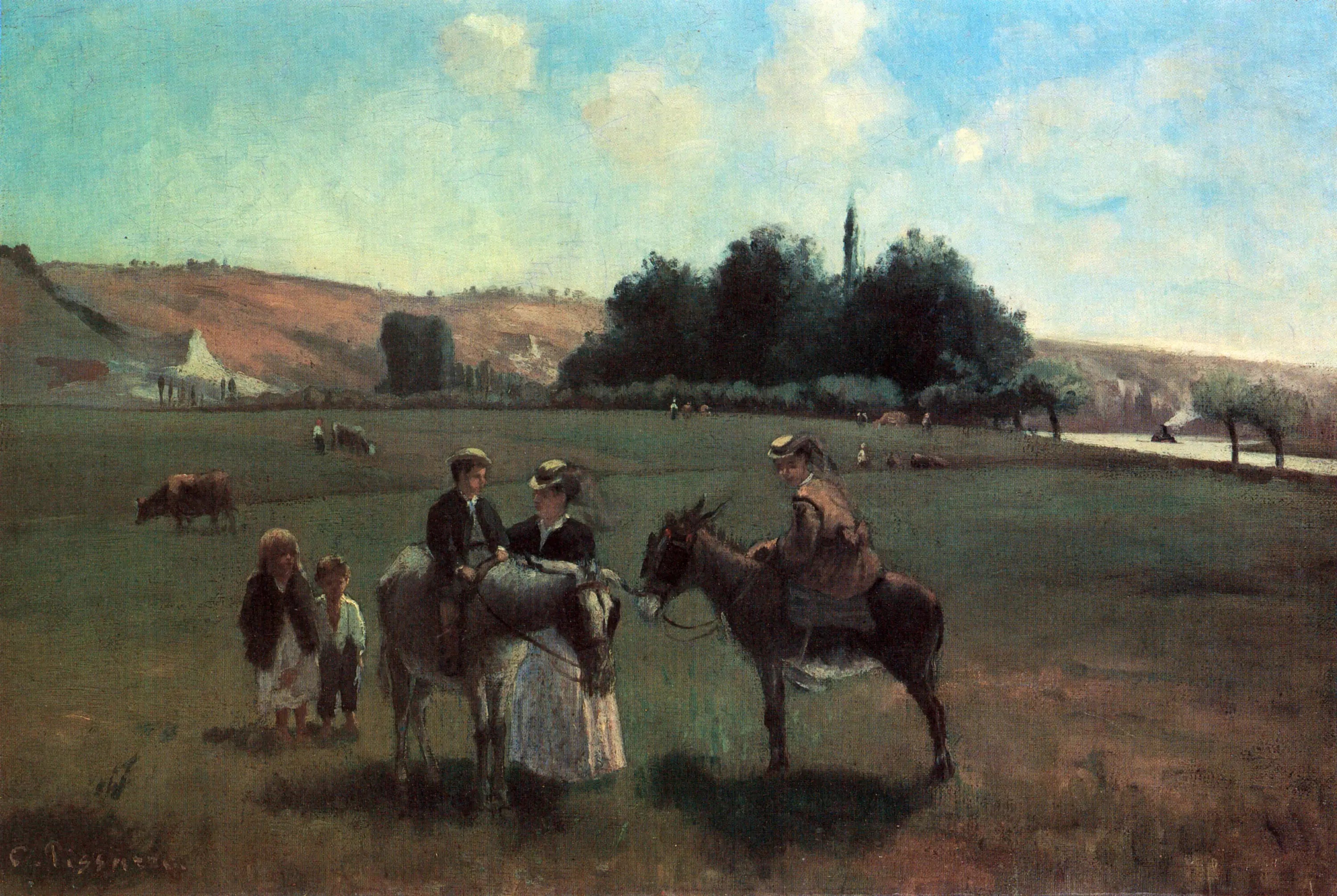 Reproduction du tableau « Promenade en ânes à La Roche-Guyon - Camille Pissarro » par Alpha Reproduction en peinture à l’huile