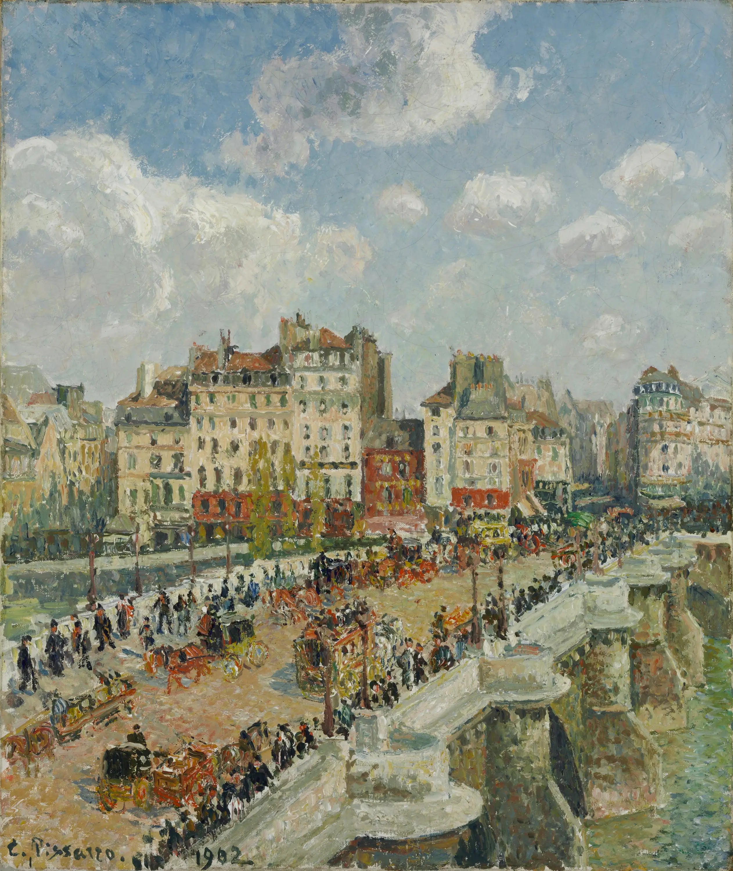 Reproduction du tableau « Le Pont-Neuf, Soleil (Deuxième série) - Camille Pissarro » par Alpha Reproduction en peinture à l’huile