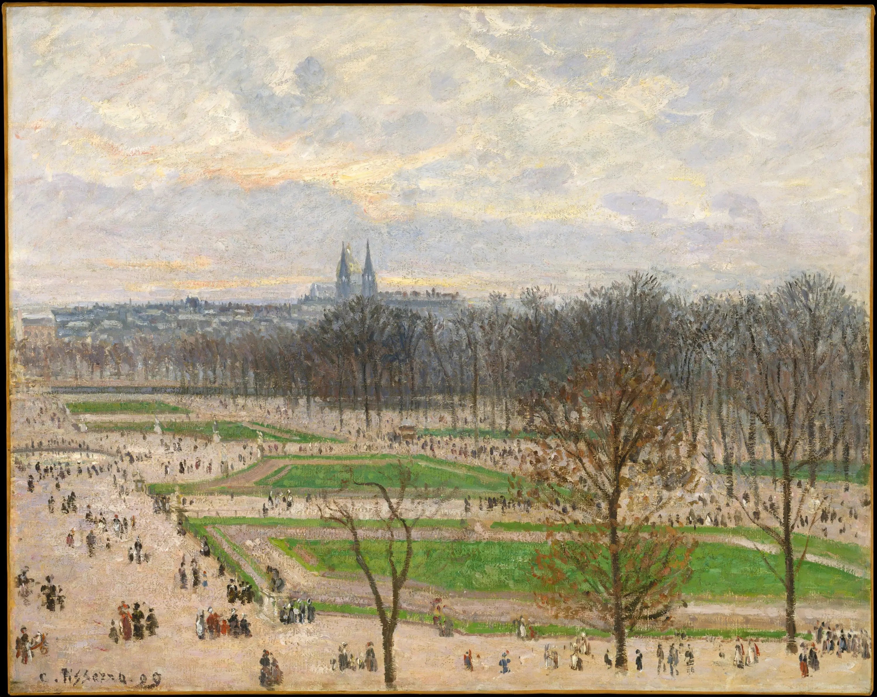 Reproduction du tableau « Le Jardin des Tuileries un après-midi d'hiver - Camille Pissarro » par Alpha Reproduction en peinture à l’huile