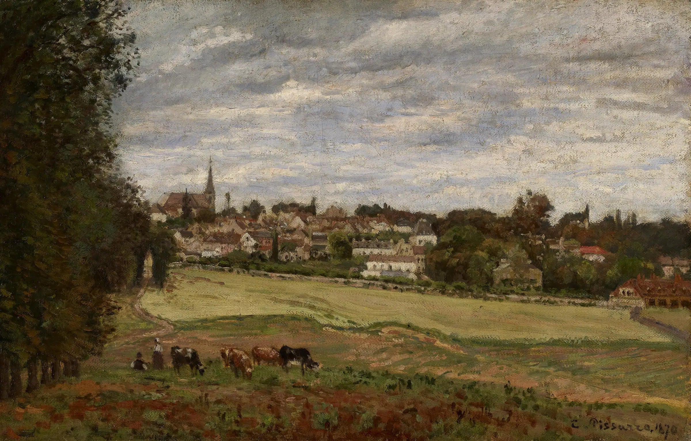 Reproduction du tableau « Vue sur le village de Marly-le-Roi - Camille Pissarro » par Alpha Reproduction en peinture à l’huile