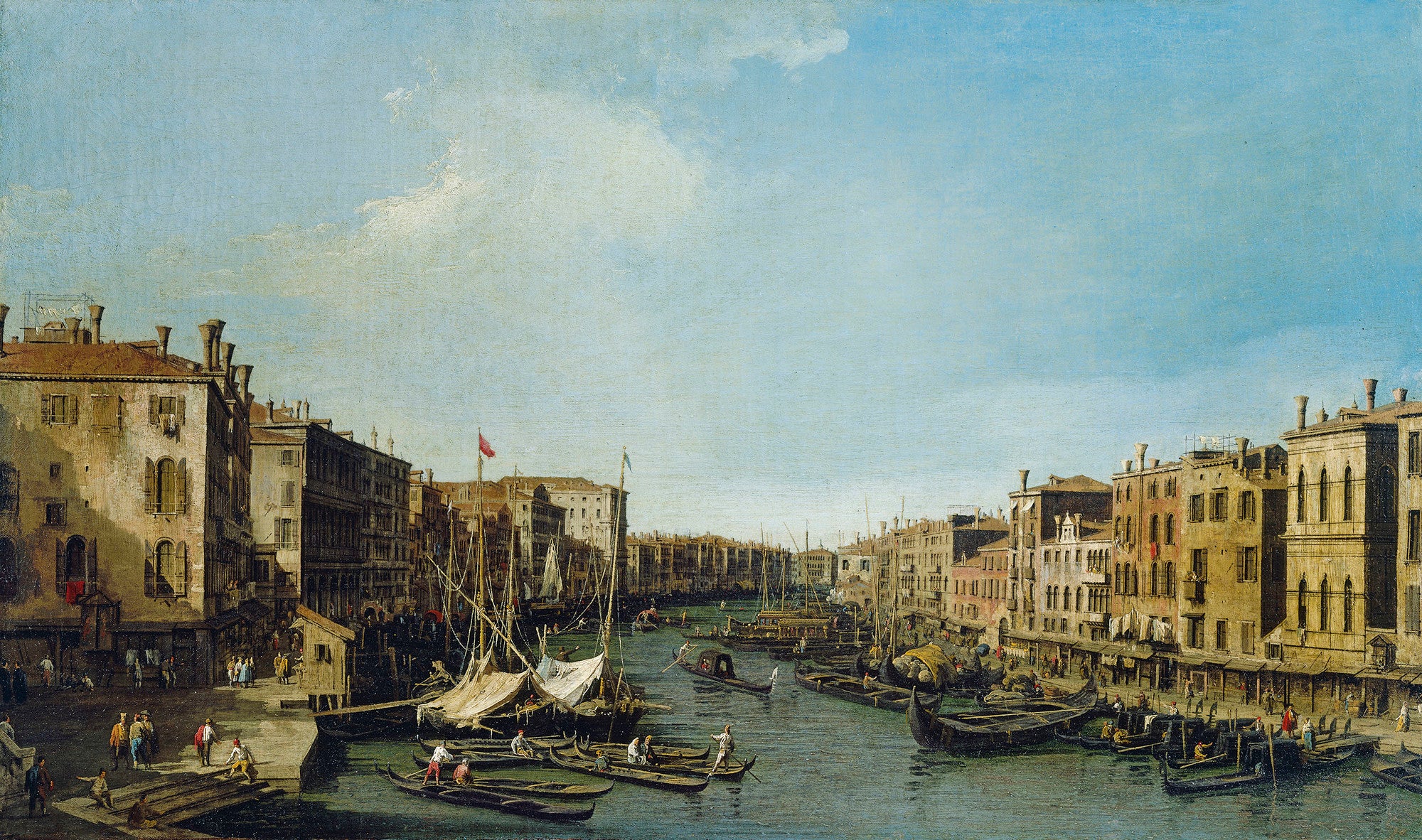 Venise : le Grand Canal du Rialto vers le palais Foscari - Canaletto