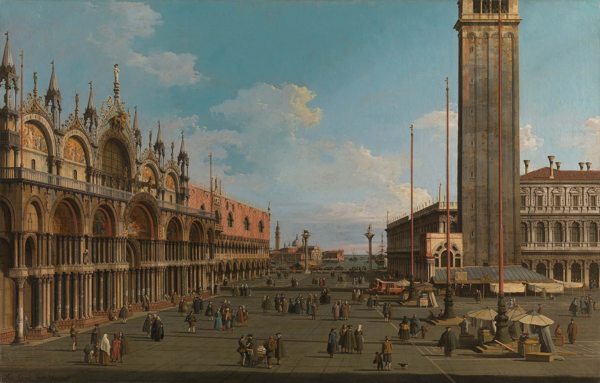 Venise : la Piazza et la Piazzetta de la Torre dell'Orologio vers San Giorgio - Canaletto