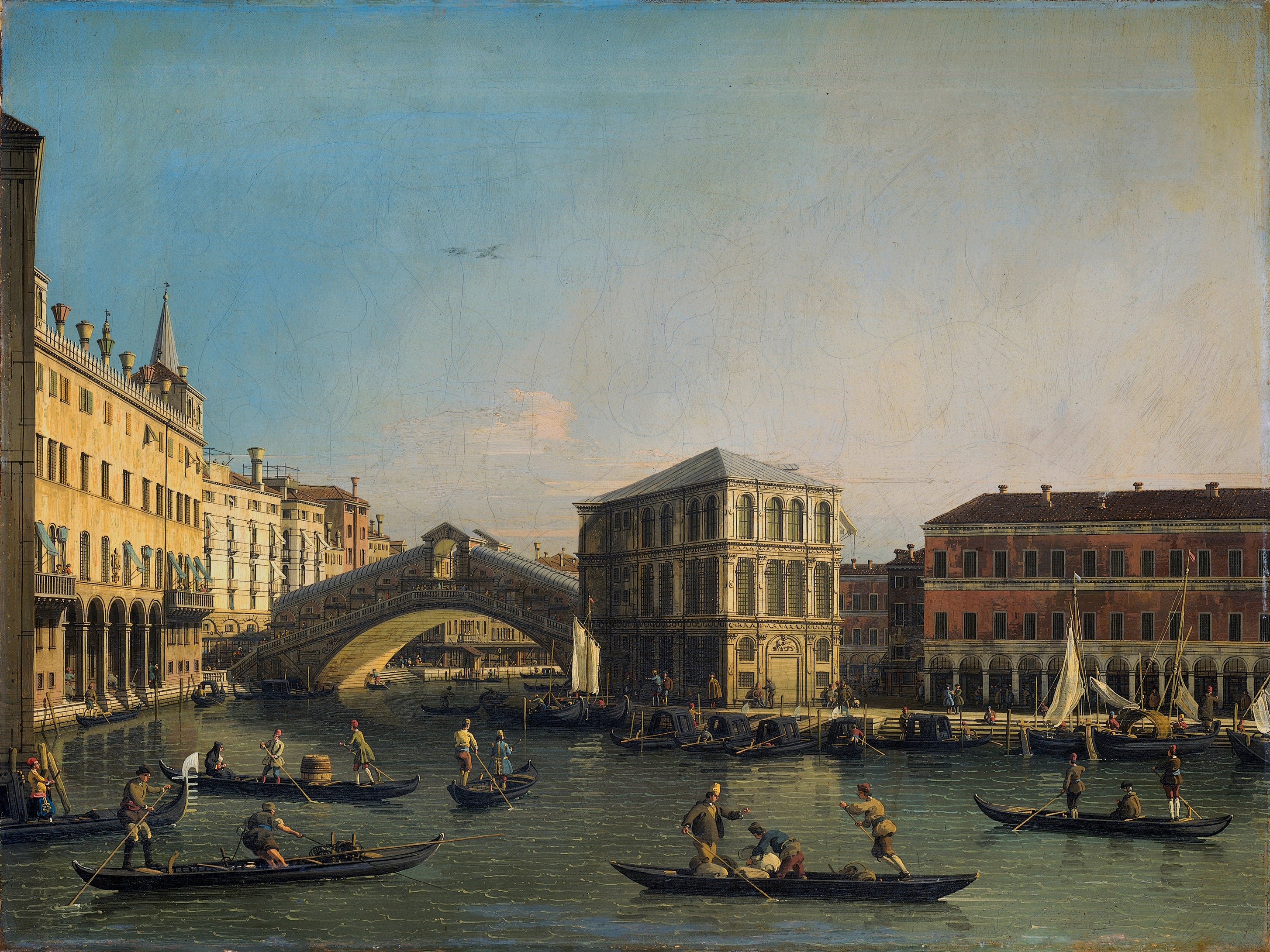 Le Grand Canal avec le pont du Rialto et le fondaco dei Tedeschi - Canaletto