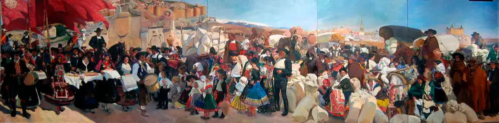 Reproduction du tableau « Castille, la fête du pain - Joaquín Sorolla » par Alpha Reproduction en peinture à l’huile