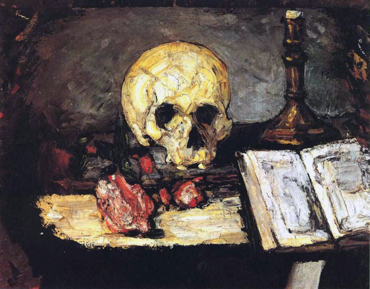 Reproduction du tableau « Crâne et chandelier - Paul Cézanne » par Alpha Reproduction en peinture à l’huile