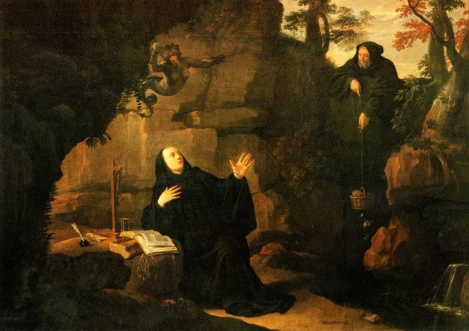 Épisodes de la vie de saint Benoît : Saint Benoît nourri par le frère Romain - Philippe de Champaigne