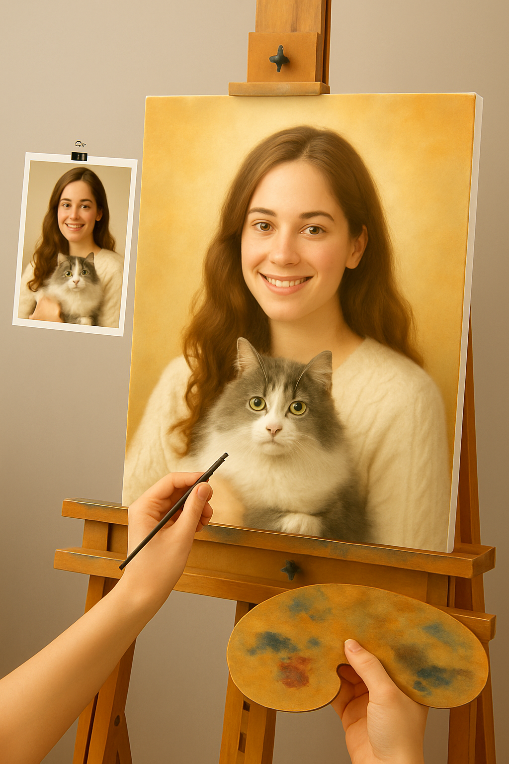 🎨 لوحة مخصصة - حيوان وشخص – لوحة زيتية فريدة