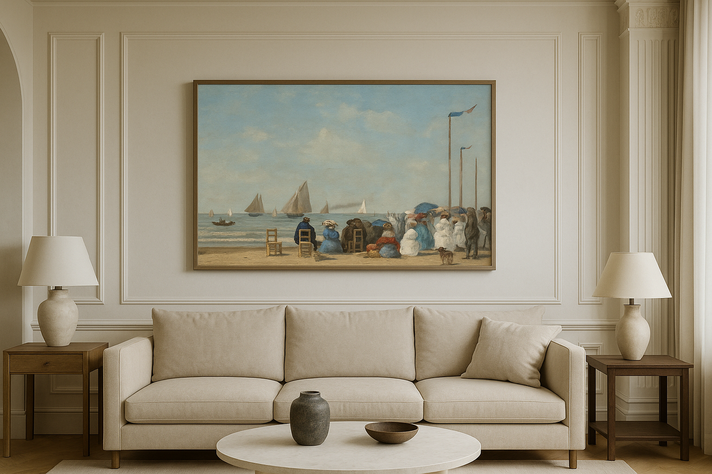 🏖️ مشهد شاطئ في تروفيل – يوجين بودان (1863)