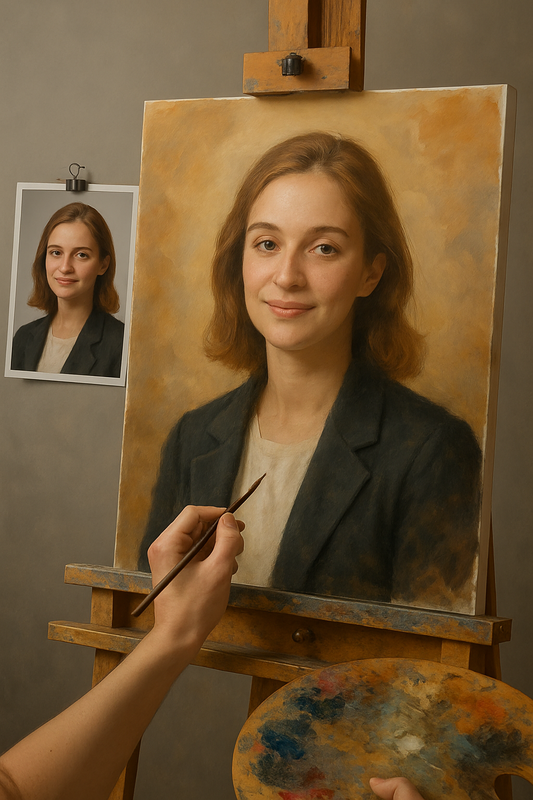 🎨 لوحة بورتريه قابلة للتخصيص لشخص واحد – لوحة زيتية فريدة
