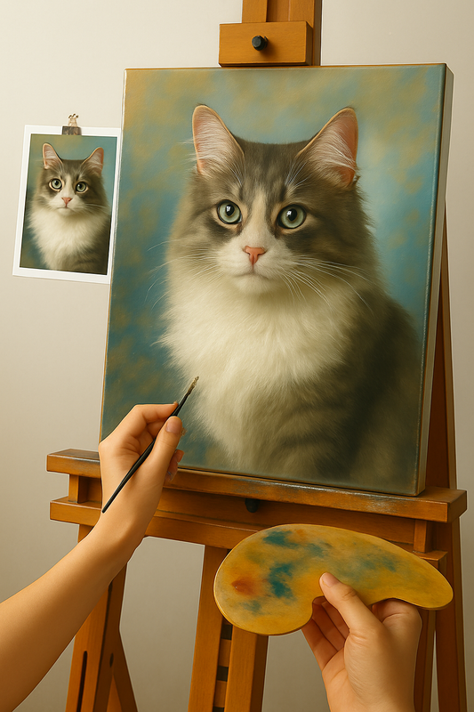 🎨 لوحة بورتريه قط قابلة للتخصيص – لوحة زيتية فريدة