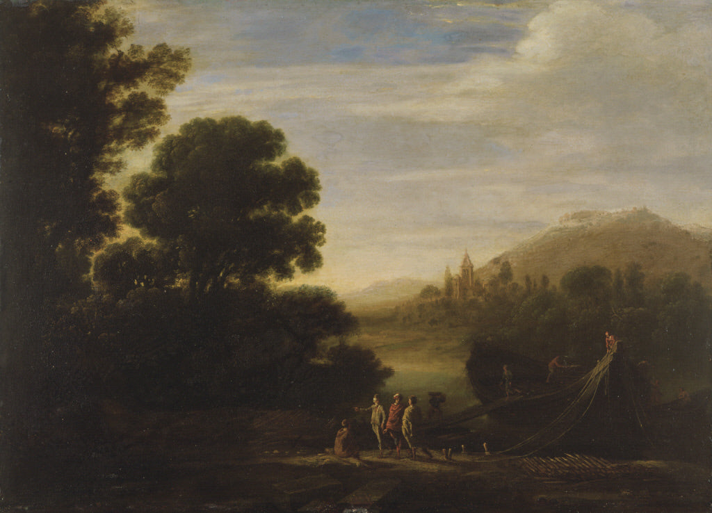 Chargement du bois dans la lueur dorée du soir - Claude Lorrain