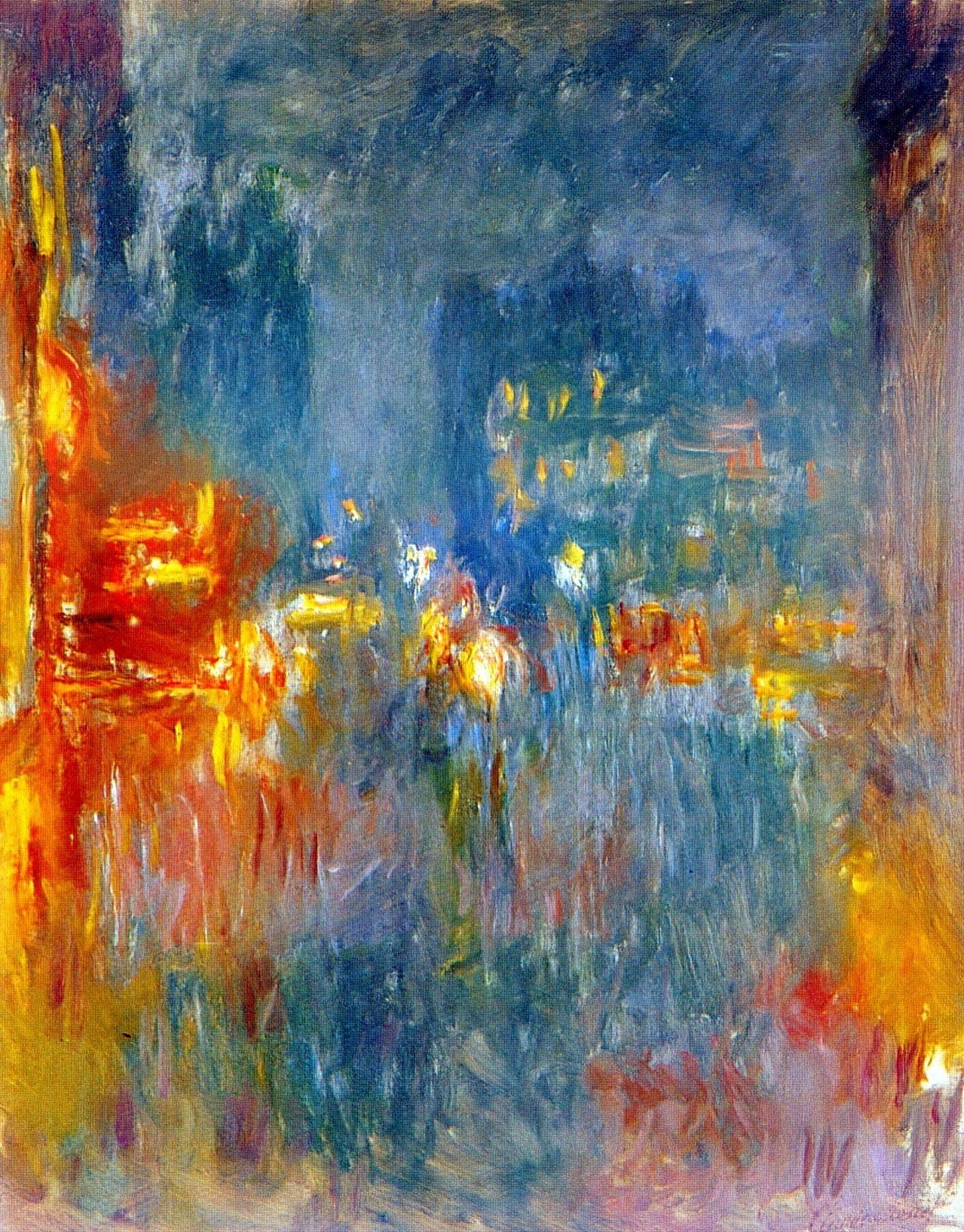 Reproduction du tableau « Leicester Square, la nuit - Claude Monet » par Alpha Reproduction en peinture à l’huile