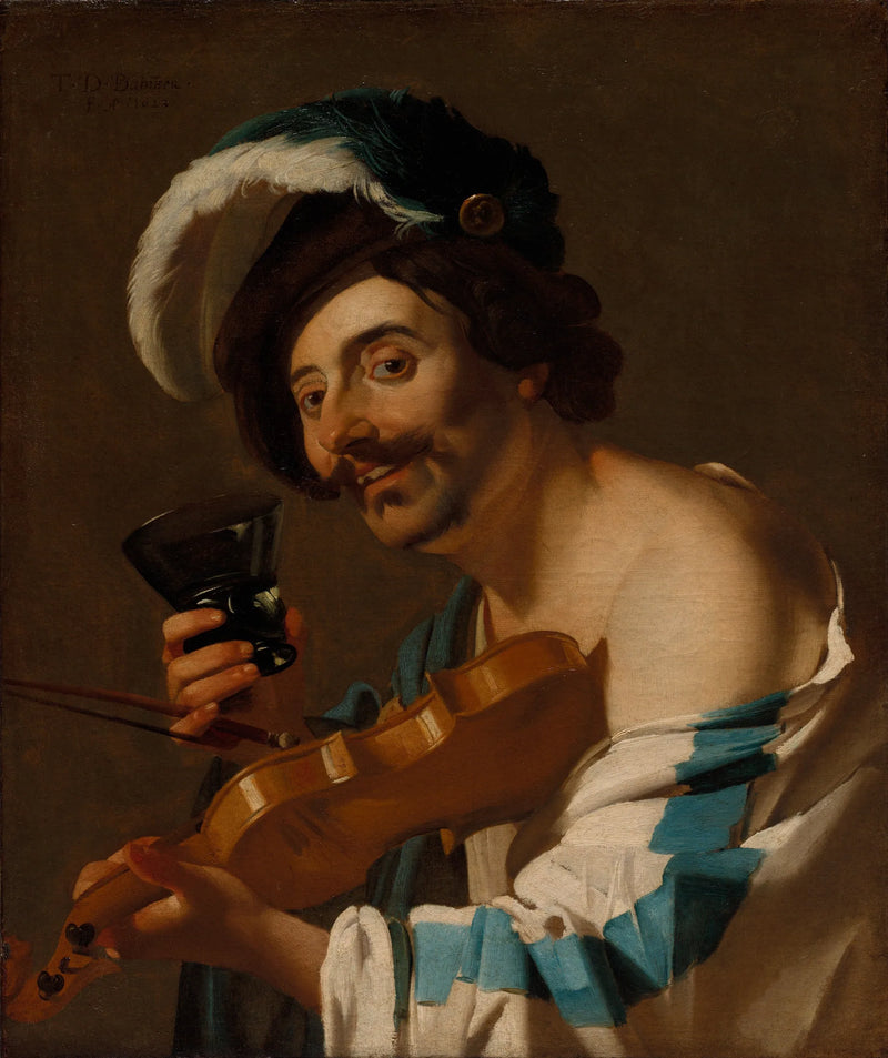 Violoniste au verre de vin - Dirck van Baburen