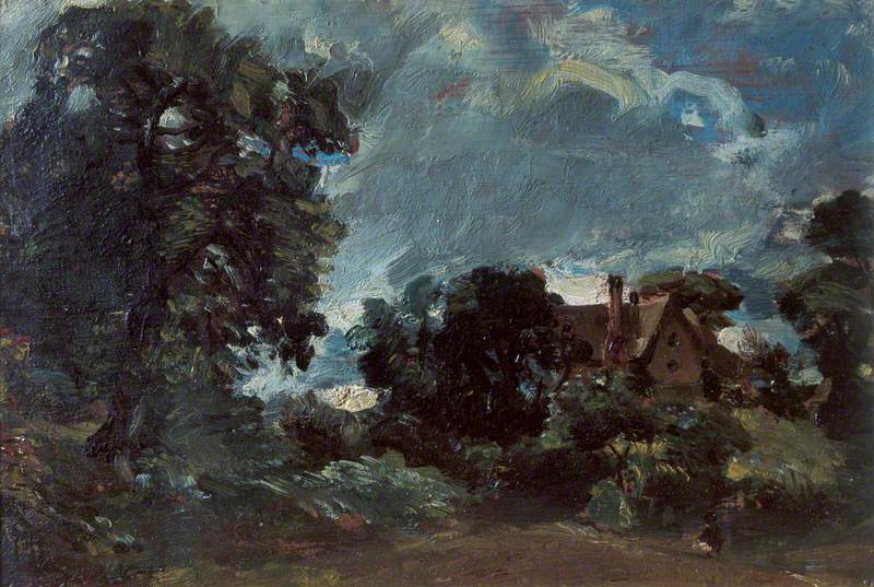Un cottage et une ruelle à Langham (esquisse pour « The Glebe Farm ») - John Constable