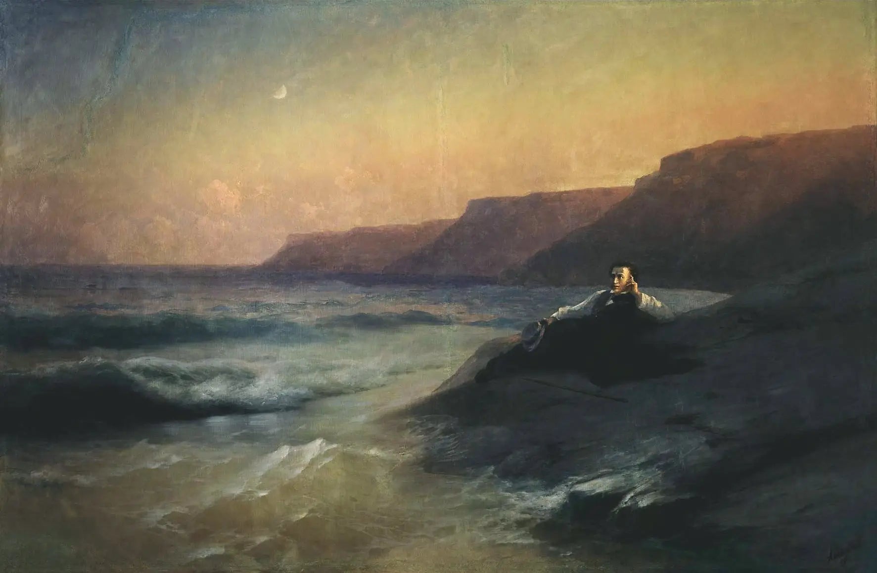 Alexandre Pouchkine sur la côte de la Mer noire - Ivan Aïvazovski - Alpha Reproduction