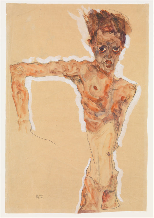 🧍 Autoportrait – Egon Schiele (1911)