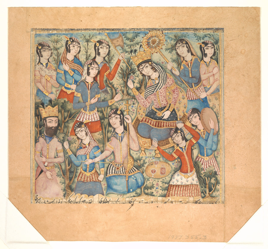 Reine et prince entourés de musiciens, Atelier persan anonyme, early 19th century