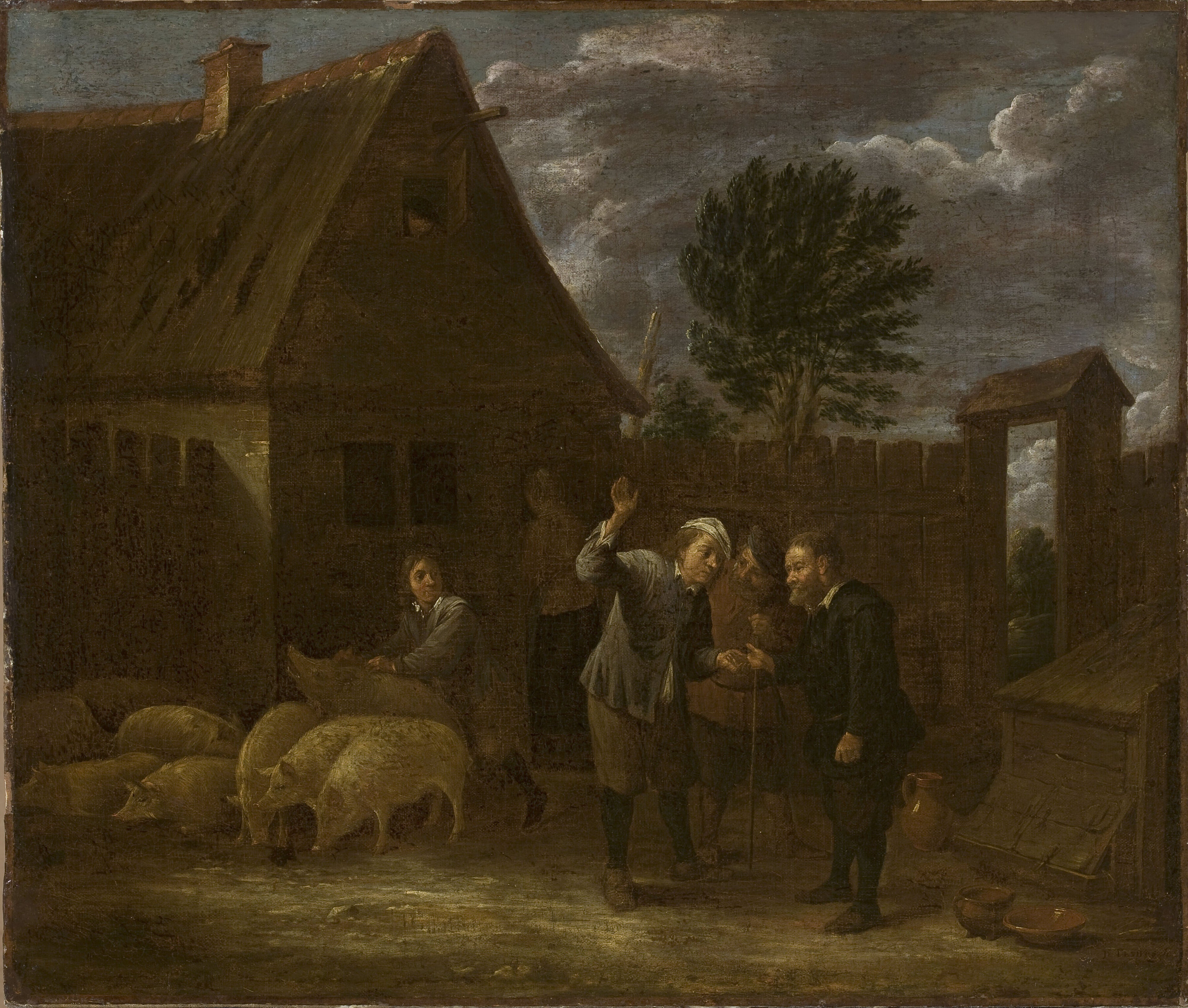 Paysage avec un vendeur de cochons - David Teniers le Jeune