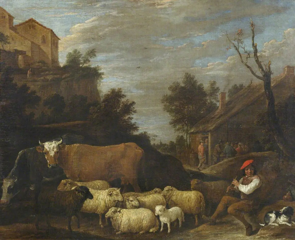 Paysage avec bétail et moutons - David Teniers le Jeune - Alpha Reproduction