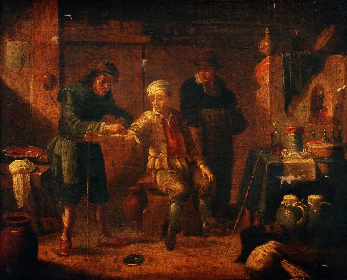 Un chirurgien prélève du sang du bras d’un homme - David Teniers le Jeune - Alpha Reproduction