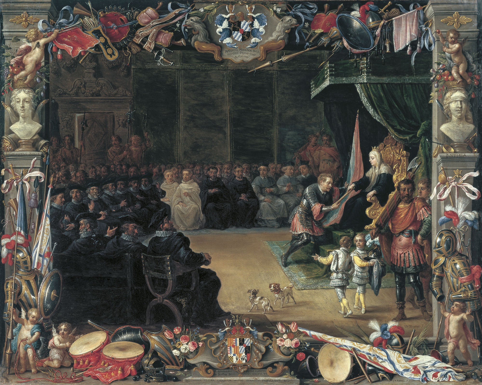 La présentation du bâton du capitaine général à Antonio de Moncada par la reine régente Blanca de Sicile en 1410 - David Teniers le Jeune