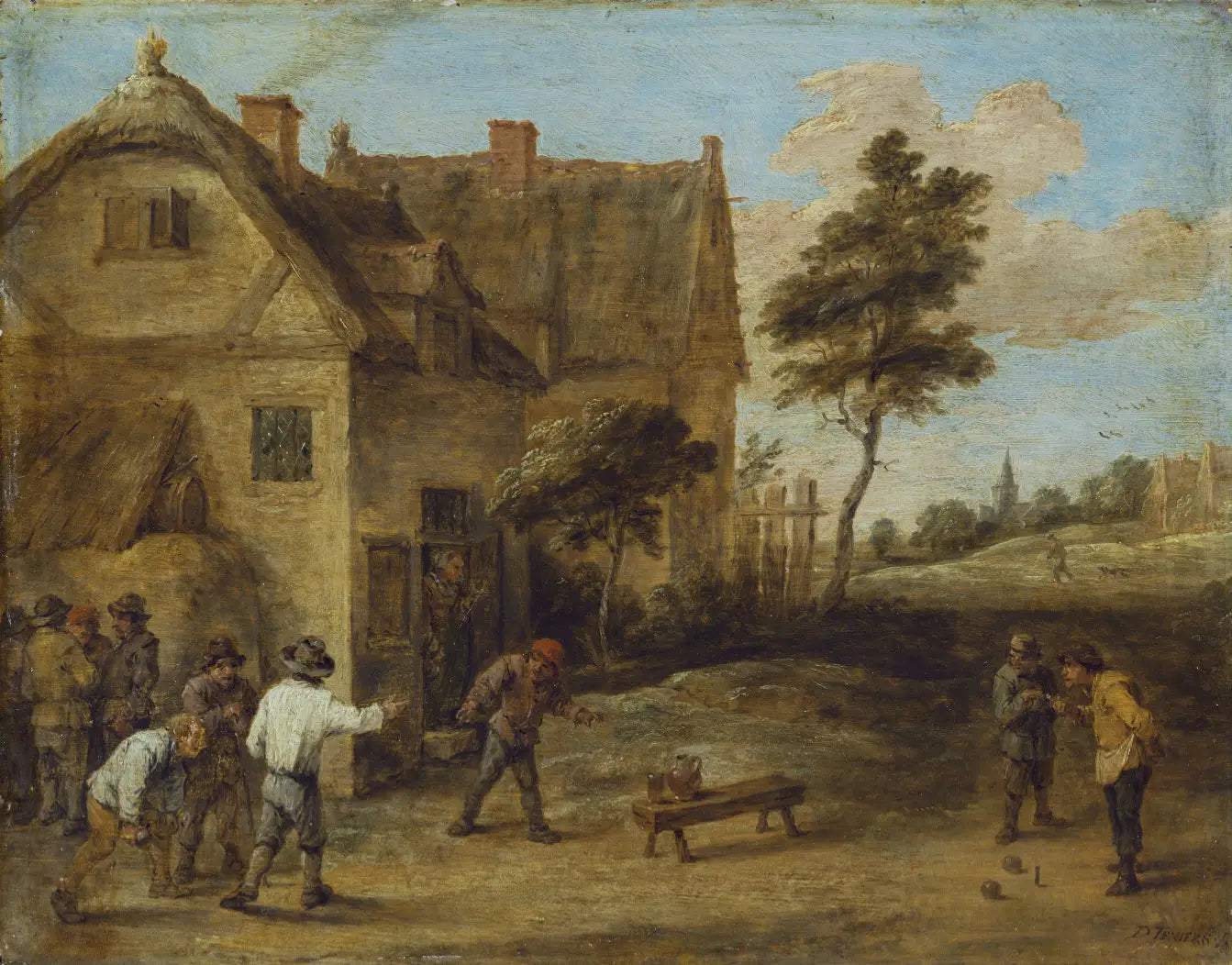 Paysans jouant à un jeu de balle - David Teniers le Jeune - Alpha Reproduction