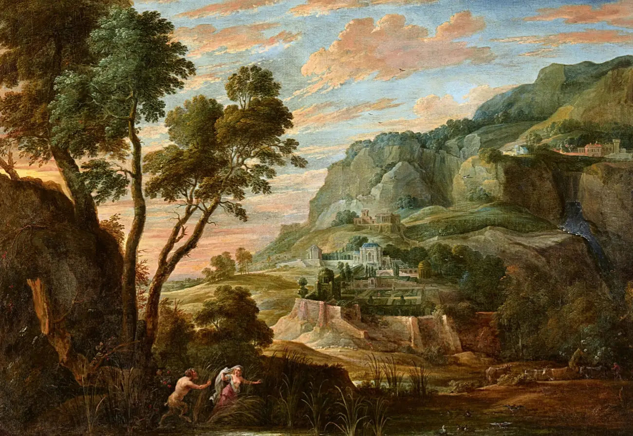 Paysage de montagne panoramique avec Pan et Syrinx - David Teniers le Jeune - Alpha Reproduction