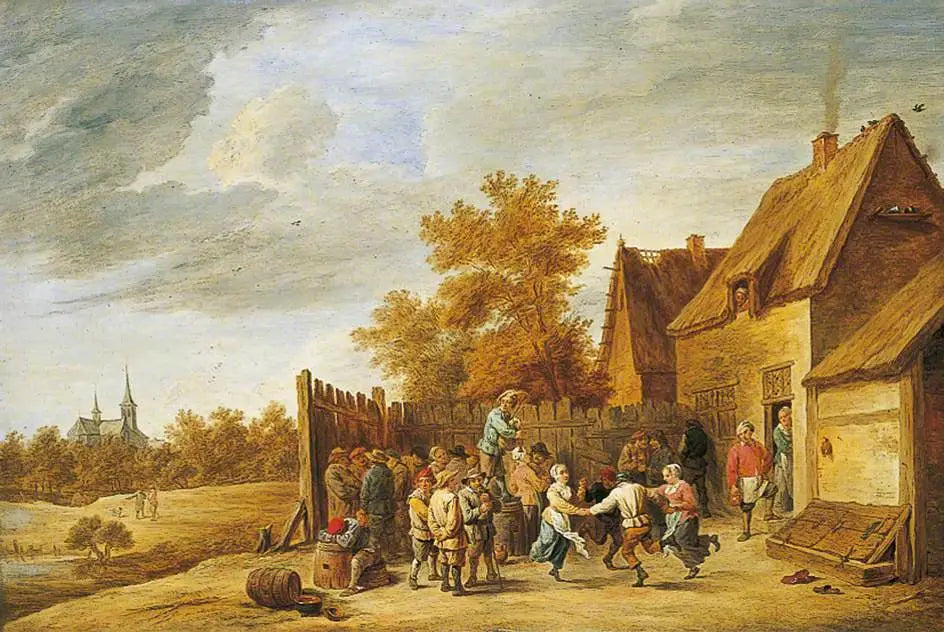 Paysans dansant devant une auberge - David Teniers le Jeune - Alpha Reproduction