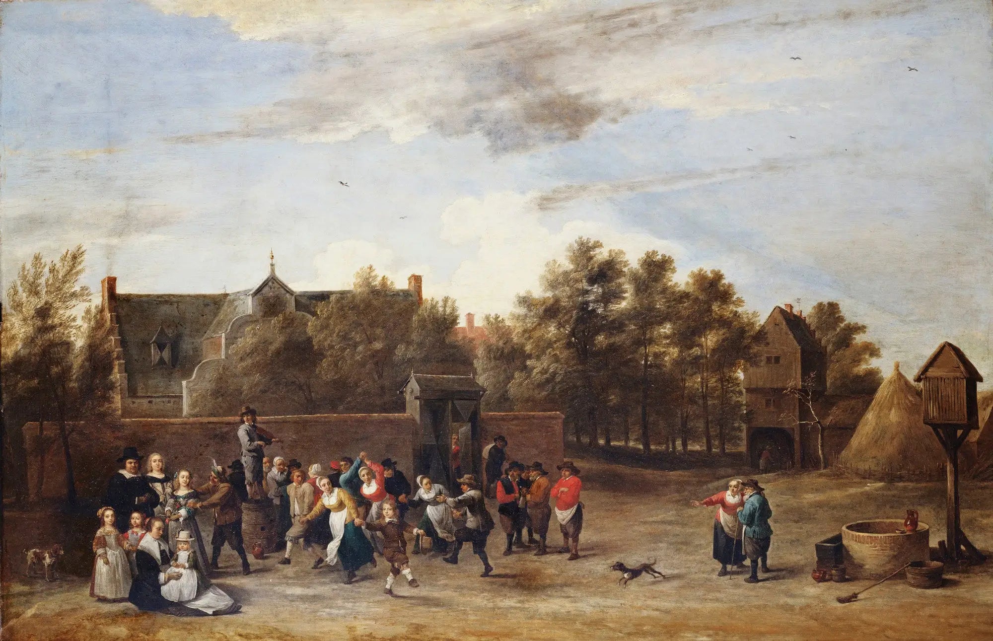 Paysans dansant devant une maison de campagne - David Teniers le Jeune - Alpha Reproduction
