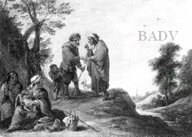 Repos pendant le vol vers l’Egypte paysage couple de mendiants ’Bauern und Zigeunerfamilie’ - David Teniers le Jeune