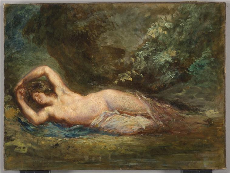 Reproduction du tableau « Bacchante endormie dans un paysage - Eugène Delacroix » par Alpha Reproduction en peinture à l’huile
