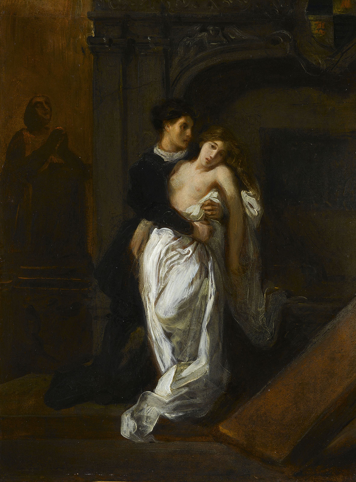 Reproduction du tableau « Roméo et Juliette au tombeau des Capulet - Eugène Delacroix » par Alpha Reproduction en peinture à l’huile