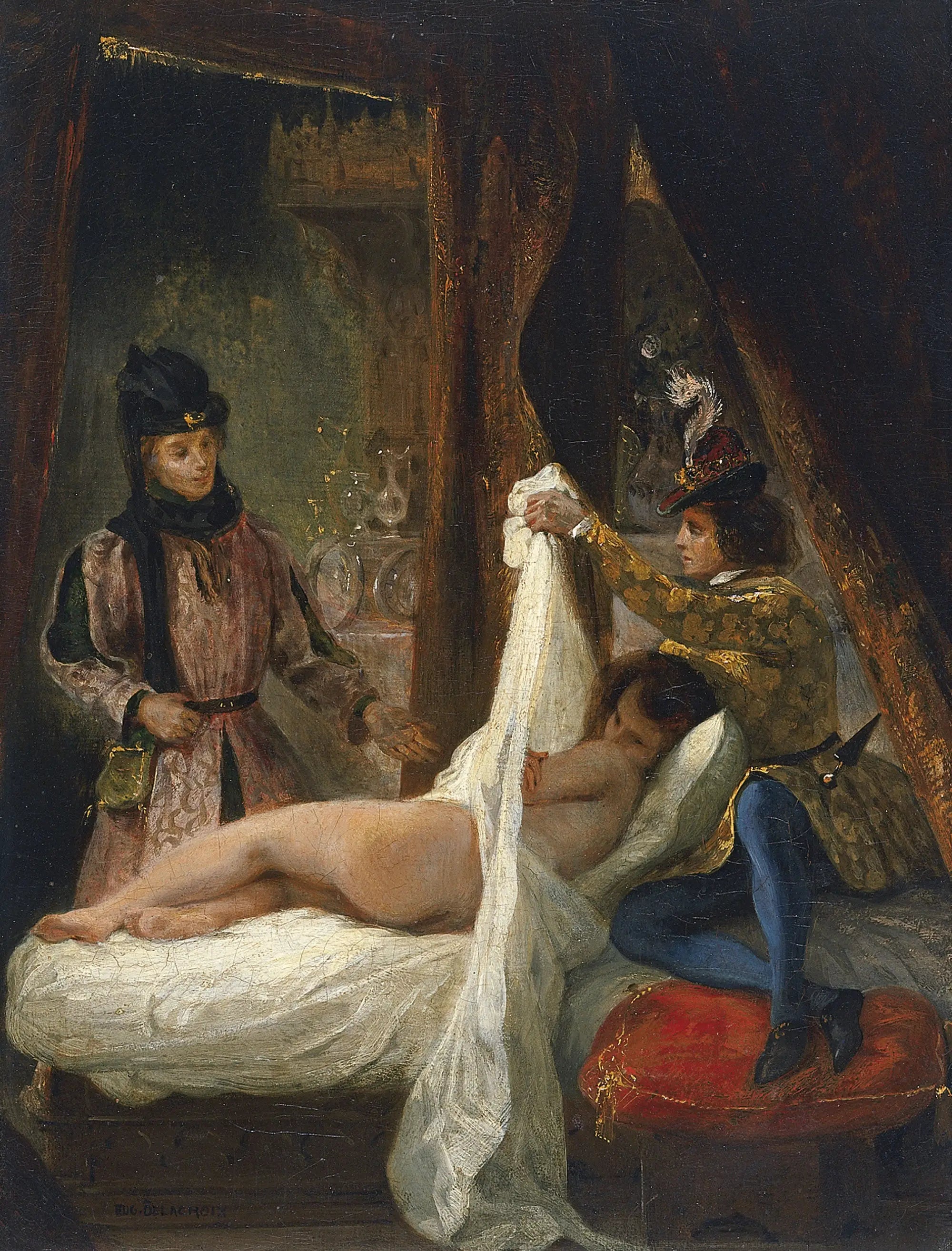 Reproduction du tableau « Louis d'Orléans montrant sa maîtresse - Eugène Delacroix » par Alpha Reproduction en peinture à l’huile
