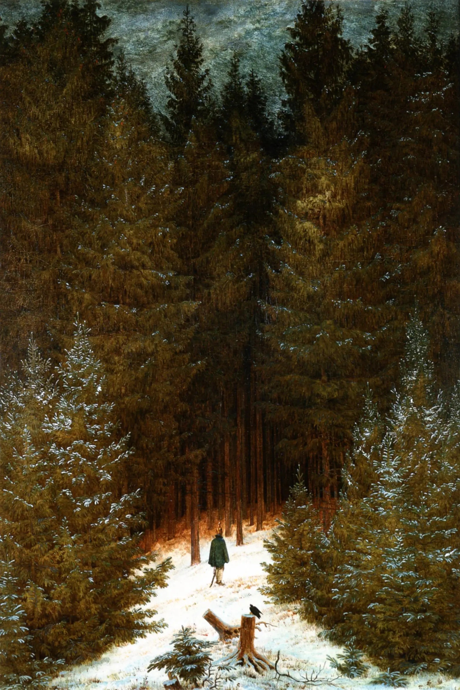 Reproduction du tableau « Le Chasseur dans la forêt - Caspar David Friedrich » par Alpha Reproduction en peinture à l’huile
