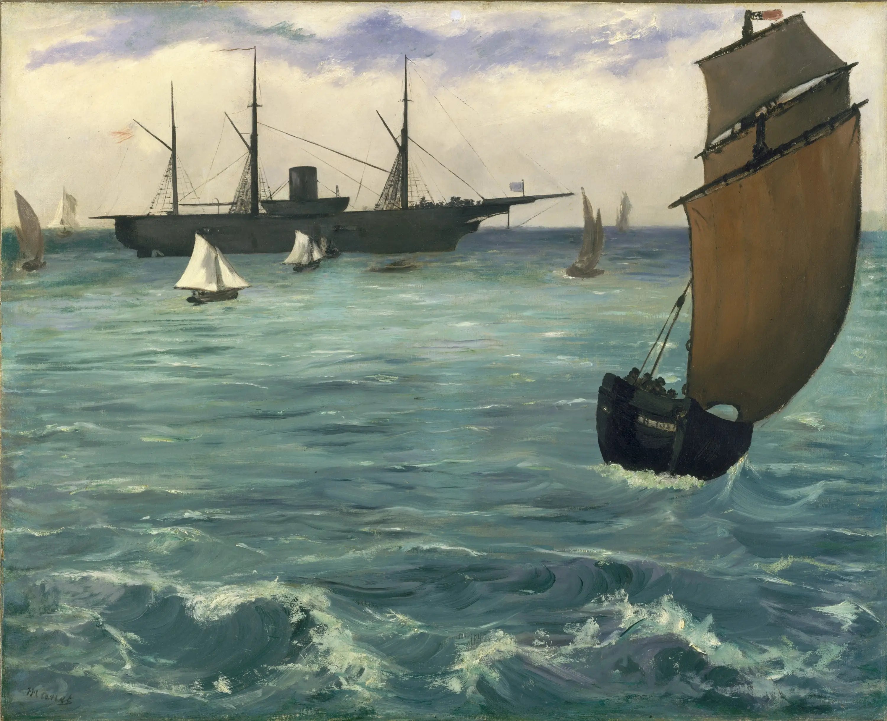 Reproduction du tableau « Le Kearsarge à Boulogne - Édouard Manet » par Alpha Reproduction en peinture à l’huile