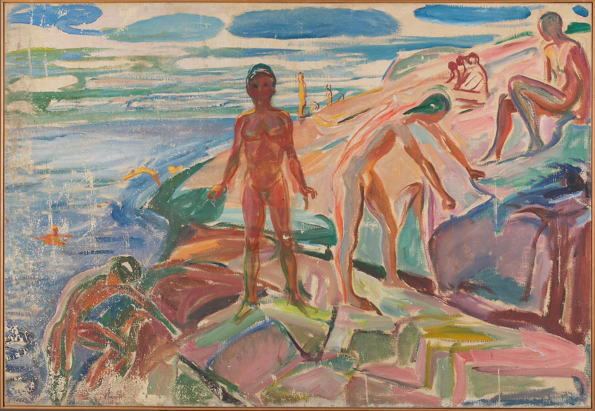 Reproduction du tableau « Baigneurs sur les rochers - Edvard Munch » par Alpha Reproduction en peinture à l’huile