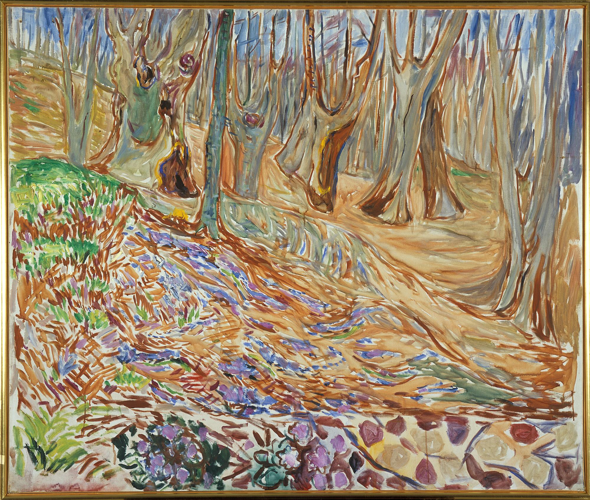 Reproduction du tableau « forêt d'ormes au printemps - Edvard Munch » par Alpha Reproduction en peinture à l’huile