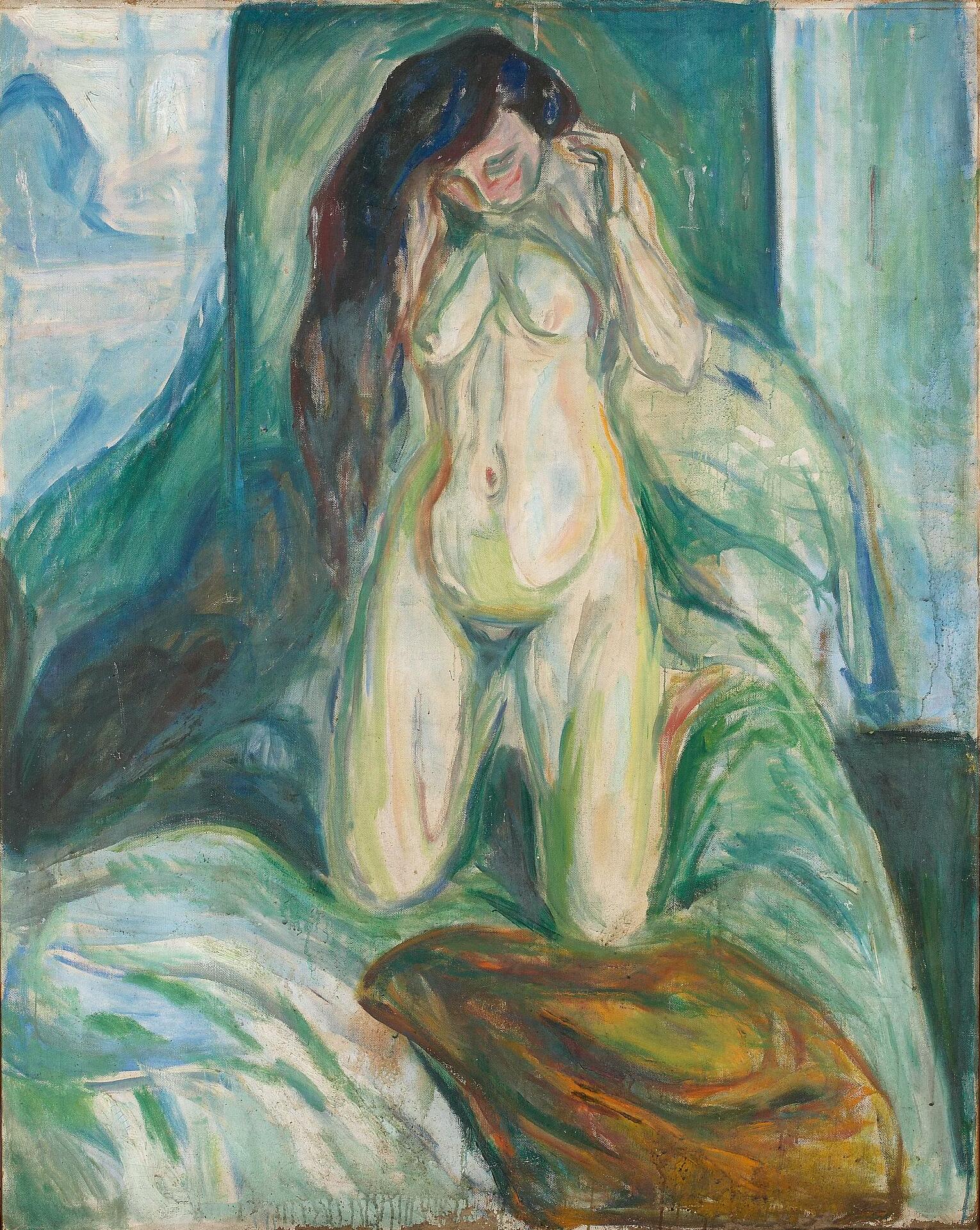 Reproduction du tableau « Nu agenouillé - Edvard Munch » par Alpha Reproduction en peinture à l’huile