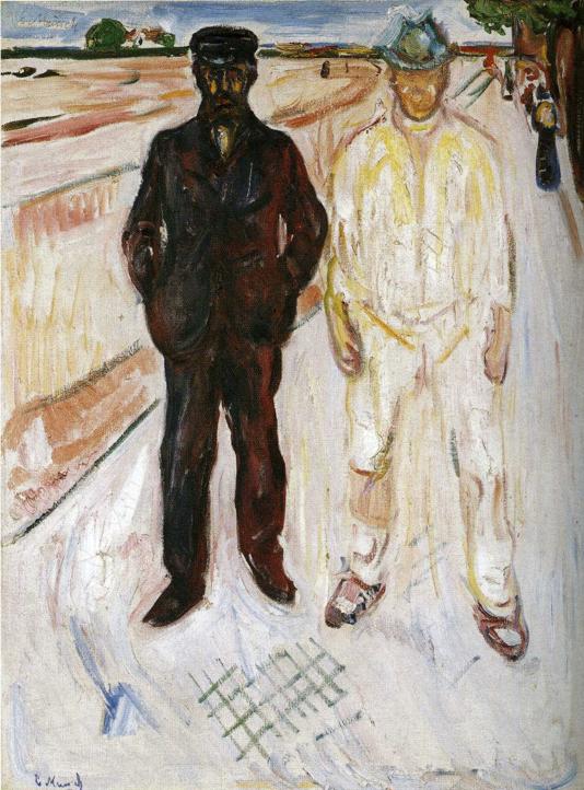 Reproduction du tableau « Maçon et Mécanicien - Edvard Munch » par Alpha Reproduction en peinture à l’huile
