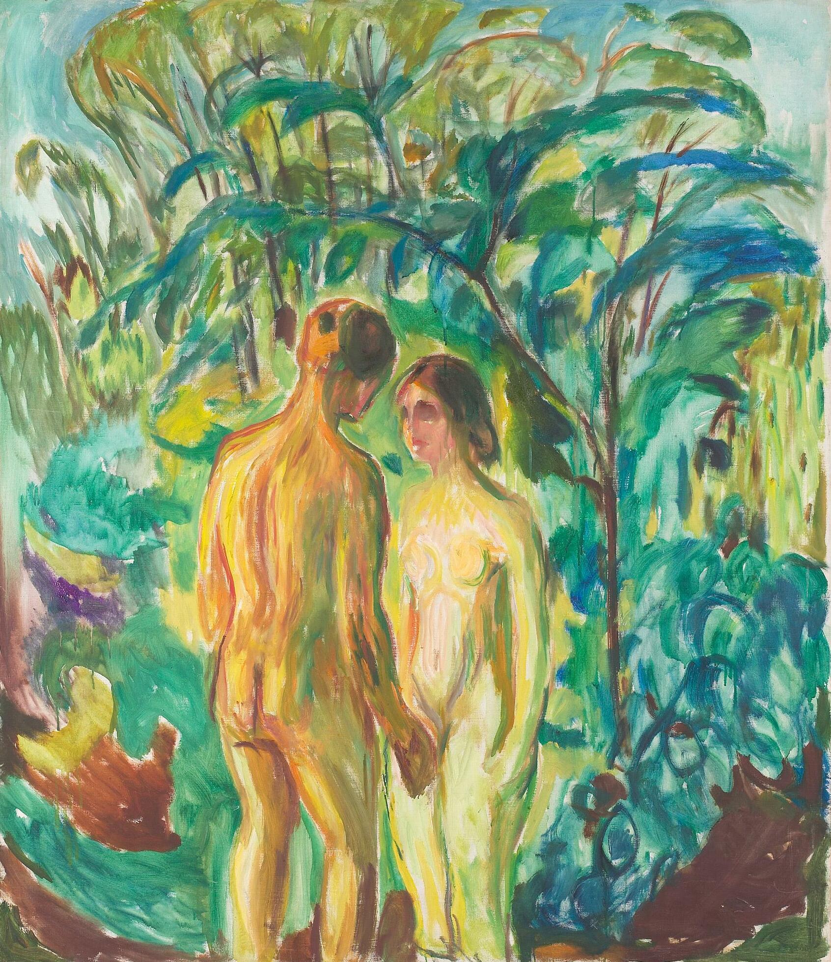 Reproduction du tableau « Homme et Femme nus dans les bois - Edvard Munch » par Alpha Reproduction en peinture à l’huile