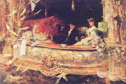 Au balcon — Juan Luna, vers 1884, Huile sur toile