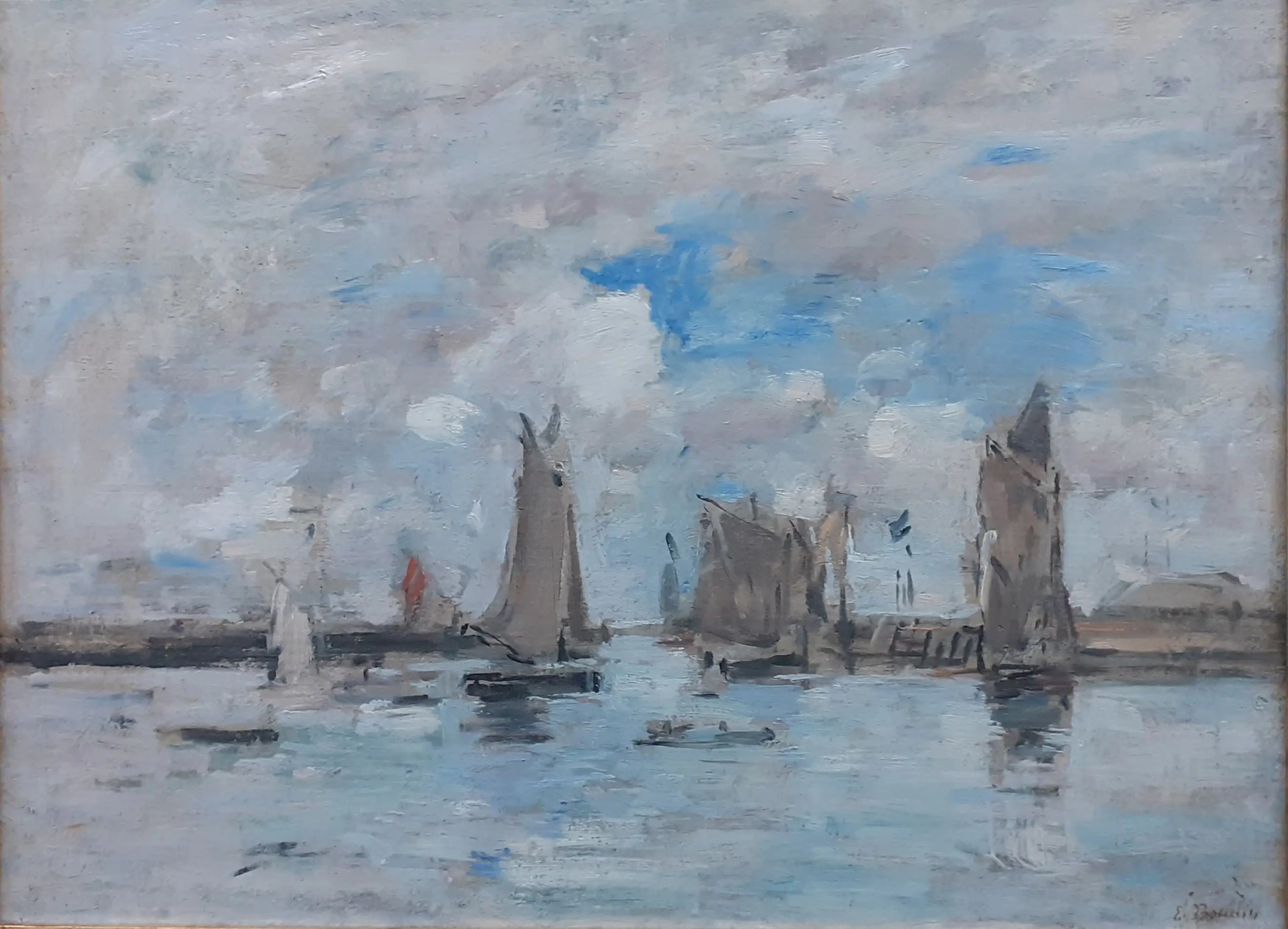 Reproduction du tableau « L'Entrée du port de Trouville - Eugène Boudin » par Alpha Reproduction en peinture à l’huile