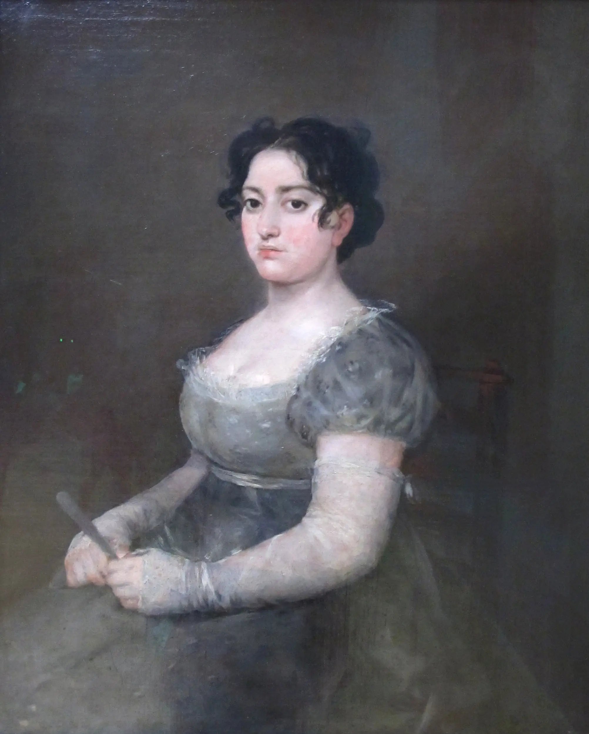 Reproduction du tableau « Femme à l'éventail - Francisco de Goya » par Alpha Reproduction en peinture à l’huile