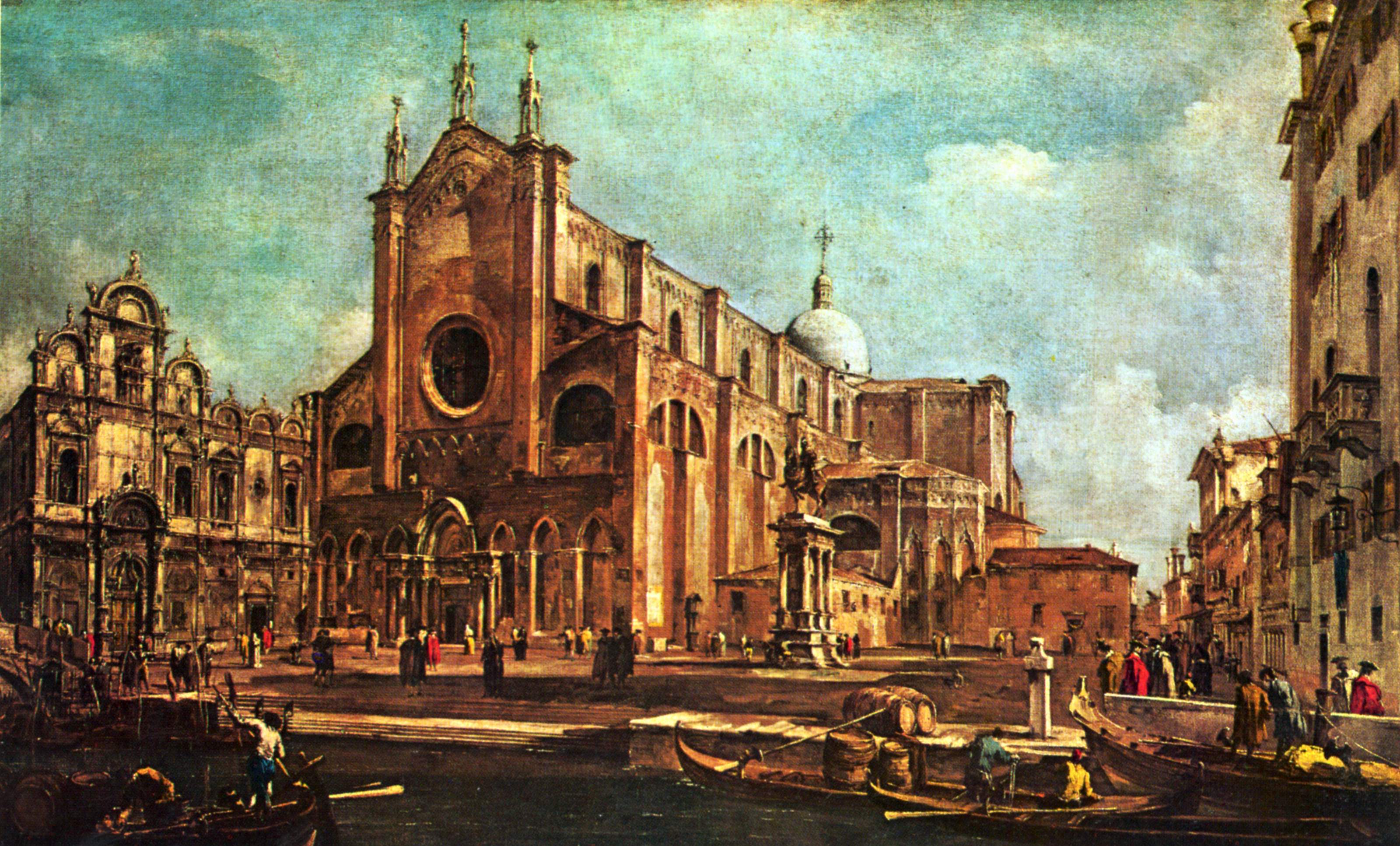Campo de l'église Santi Giovanni et Paolo, avec l'École de Saint-Marc à Venise - Francesco Guardi