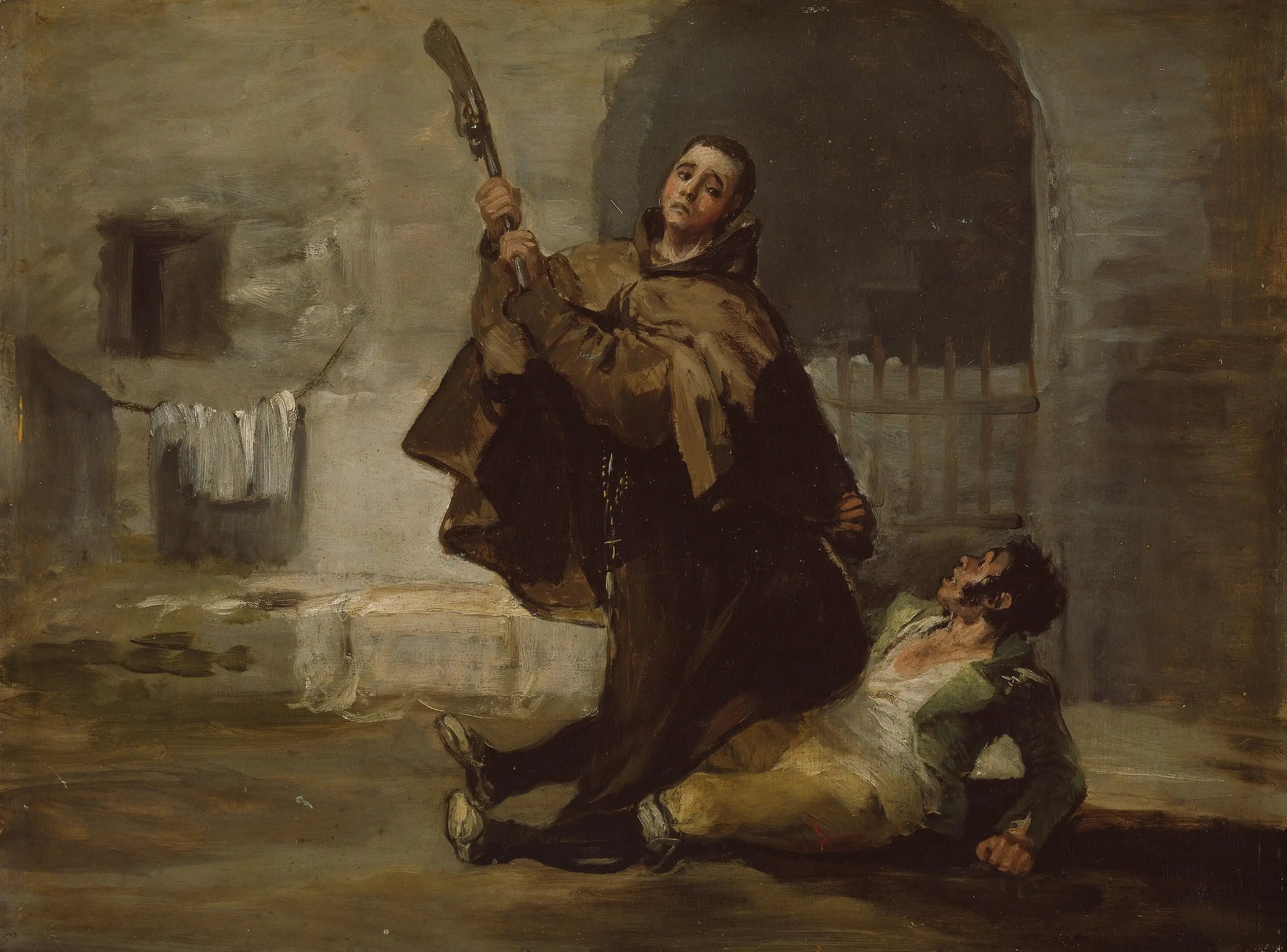 Reproduction du tableau « Frère Pedro frappe El Maragato avec la crosse du fusil - Francisco de Goya » par Alpha Reproduction en peinture à l’huile